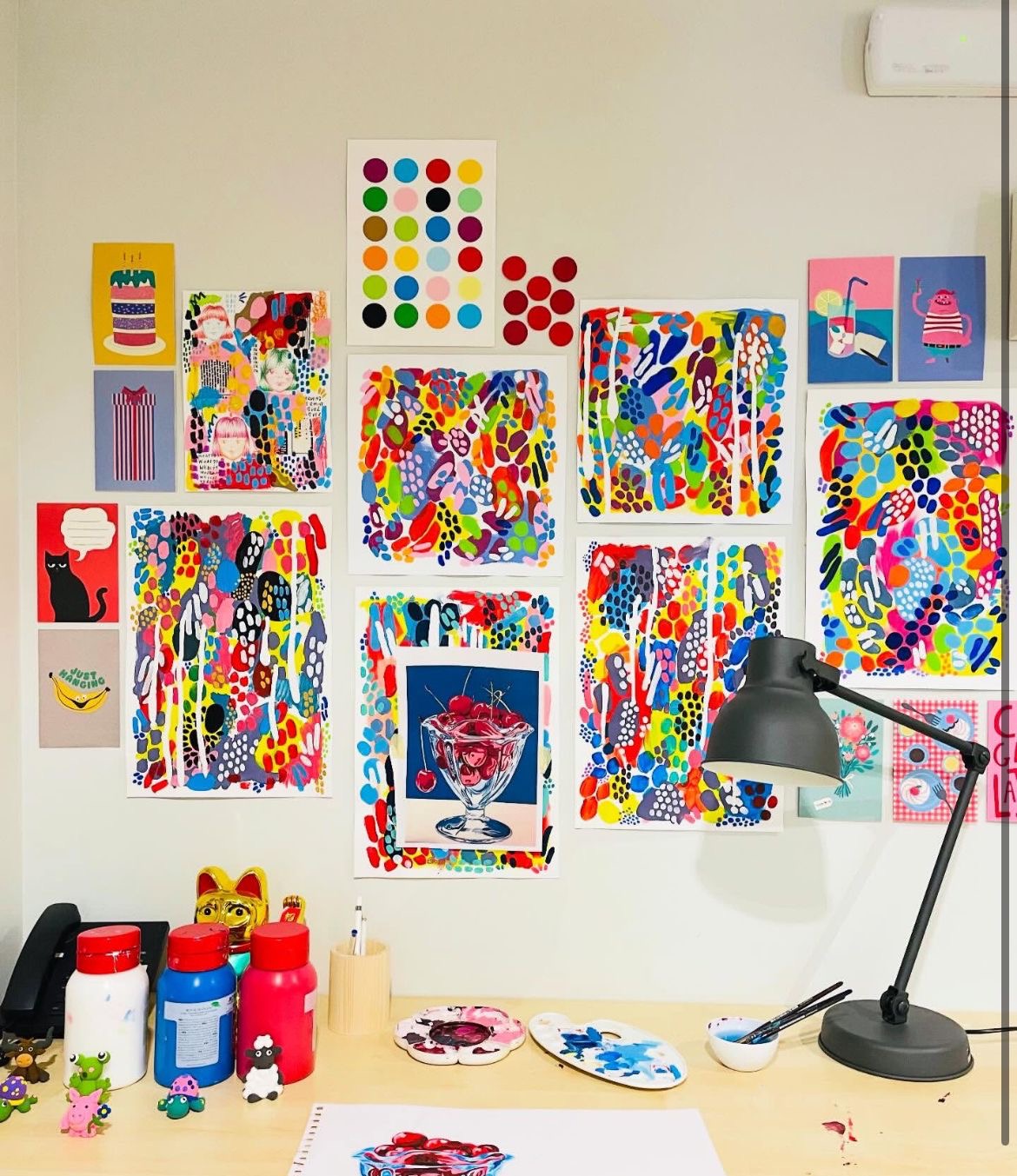 Patri’z Creations studio with vibrant works